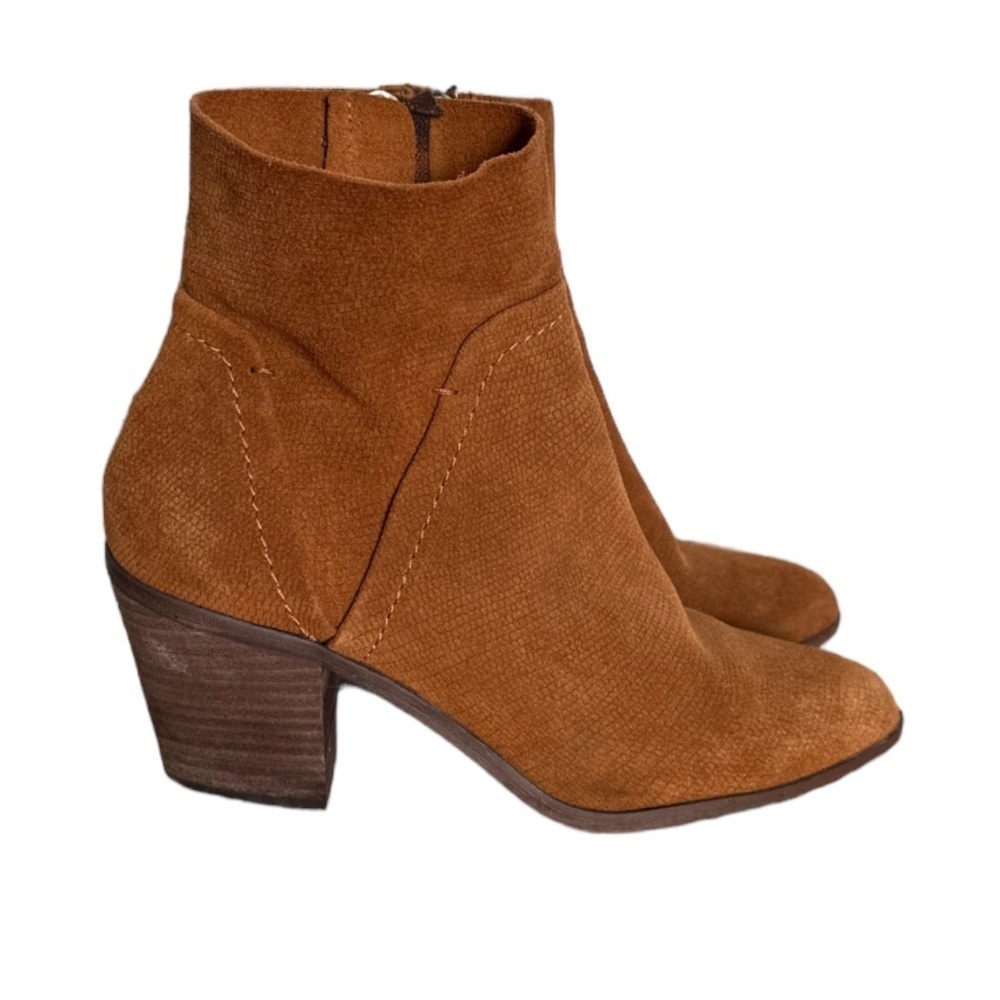 Splendid brown leather suede block heel ankle boots - Picture 3 of 8